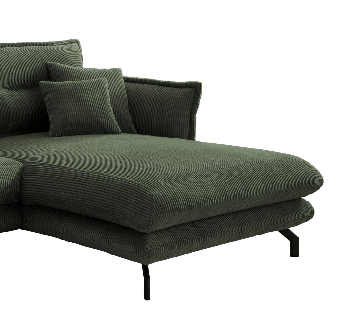 Ecksofa Lava Grün S: 255/180 cm - Schwarz/Grün, MODERN, Textil (255/180cm) - Livetastic