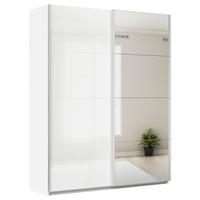 Schwebetürenschrank Mit Spiegel 181cm Feldkirch, Weiß - Weiß Hochglanz/Silberfarben, MODERN, Holzwerkstoff (181/229/62cm)