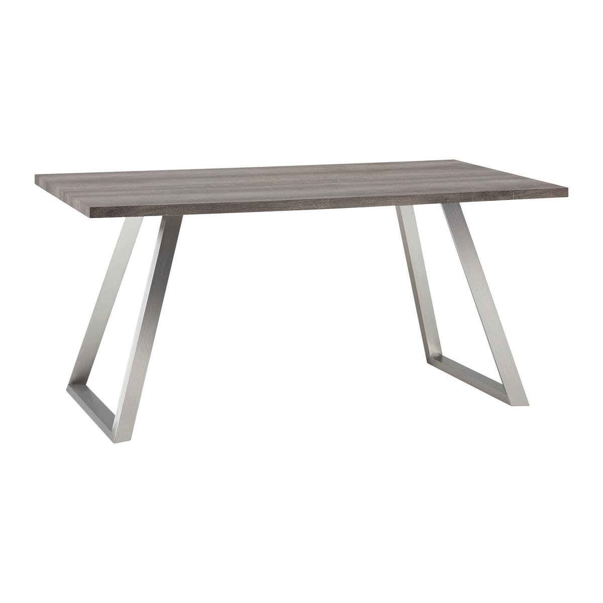 Jídelní stůl MELANI dekor ořech 160x90 cm - barvy vlašských ořechů/barvy nerez oceli, Moderní, kov/dřevo (160/90/76cm) - Bessagi Home