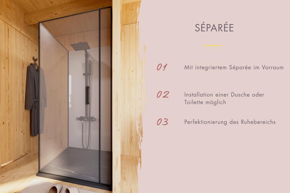 Saunahaus Noirva 216/244/573 cm - Schwarz, Basics, Holz (216/244/573cm)