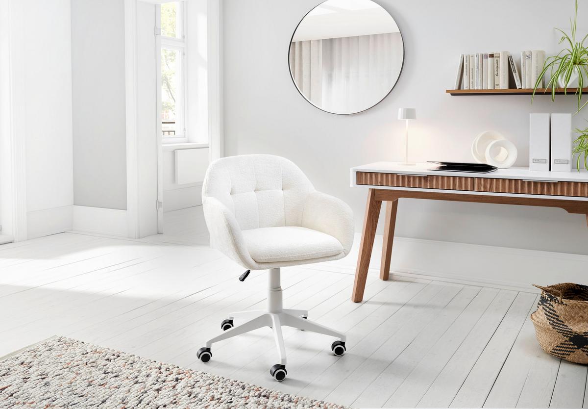 Drehstuhl Portland - Weiß, LIFESTYLE, Kunststoff/Textil (57/82-92/60cm) - MID.YOU