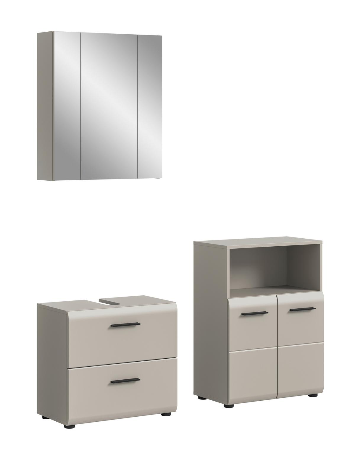 Badezimmer ICE Kaschmir B: 120 cm - Kaschmir/Schwarz, Trend, Glas/Holzwerkstoff (120cm) - MID.YOU