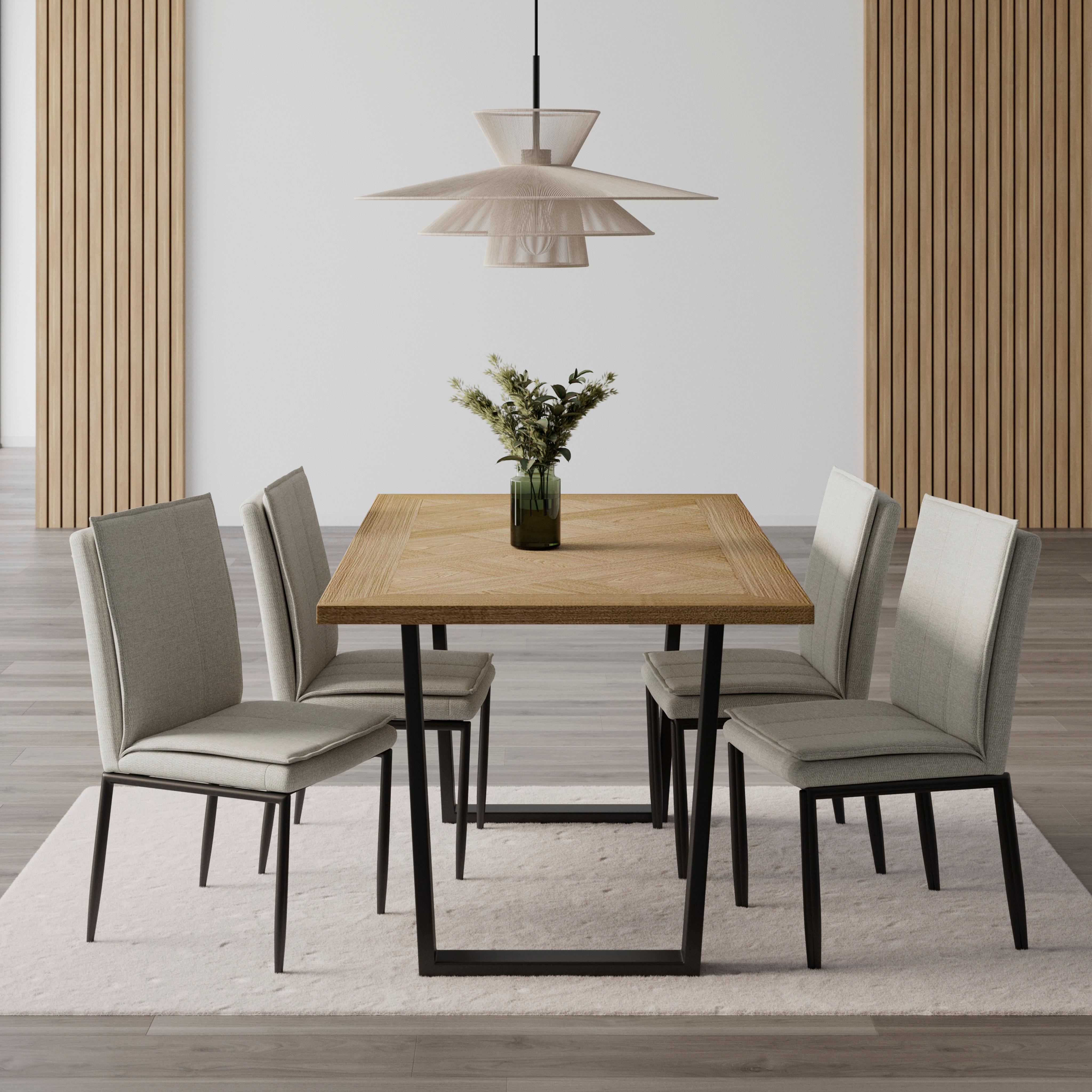 Jídelní set Abelia - černá/krémová, Moderní, kov/kompozitní dřevo - Bessagi Home