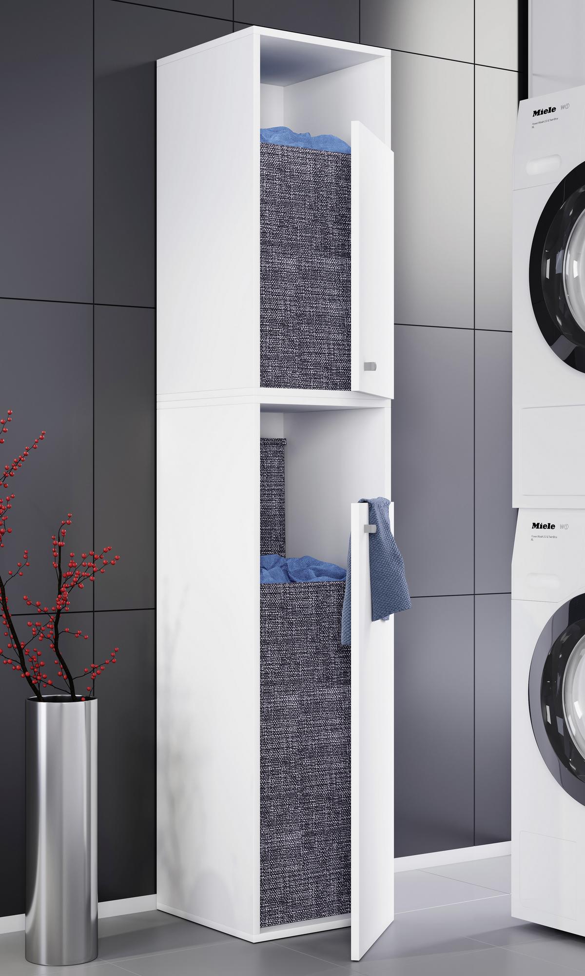 Hochschrank Stehend Klidas Xxl 40 Cm, Weiß - Schwarz/Weiß, MODERN, Holzwerkstoff (40/184/39cm) - MID.YOU