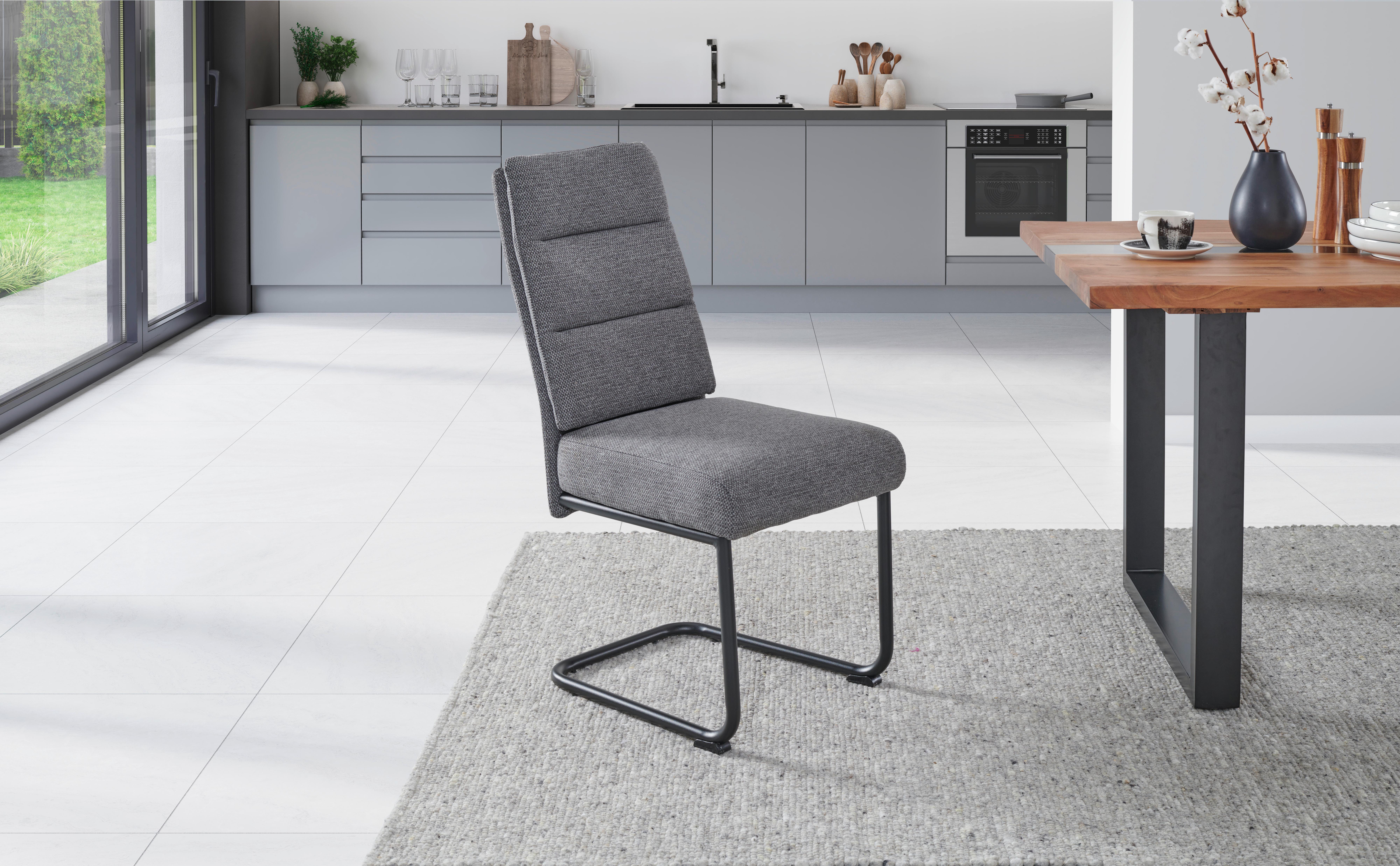 Schwingstuhl-Set Hilal - Dunkelgrau/Schwarz, LIFESTYLE, Holz/Textil (45/94/62cm) - MID.YOU