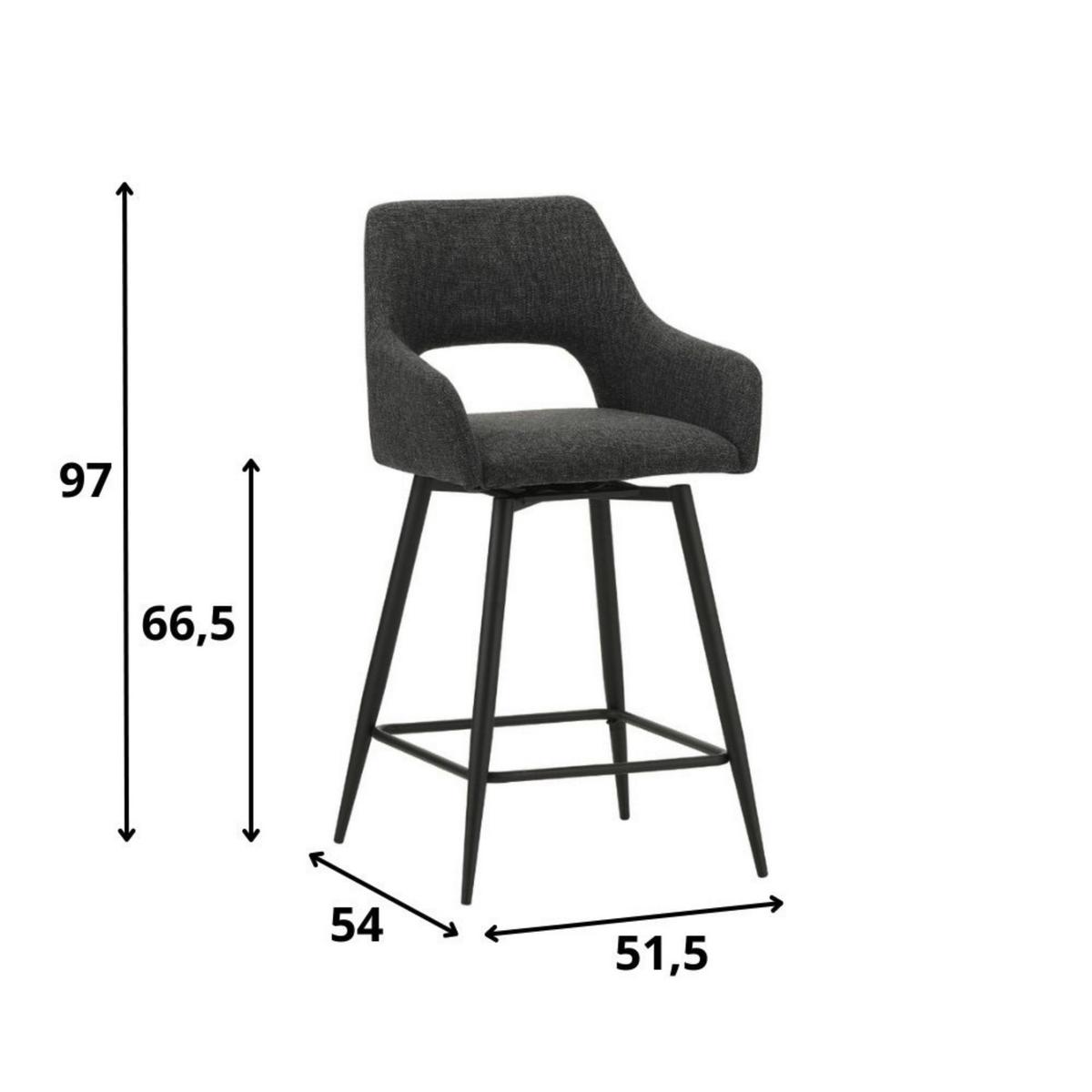 Barhocker-set Amiens Schwarz, B: 51,5 Cm - Schwarz, MODERN, Textil/Metall (51,5/97/54cm) - MID.YOU