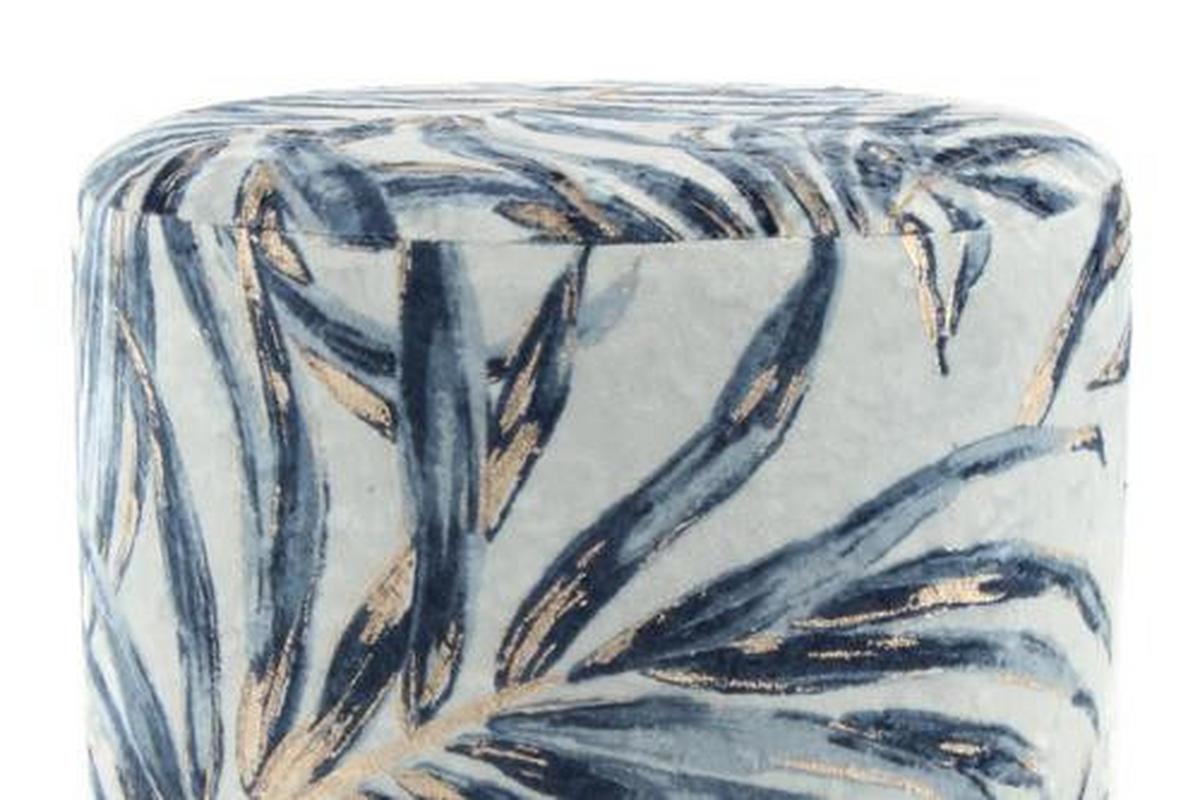 Hocker Gipsy, Blau B: 35 Cm - Blau/Goldfarben, Design, Textil (35/46/35cm) - Kayoom