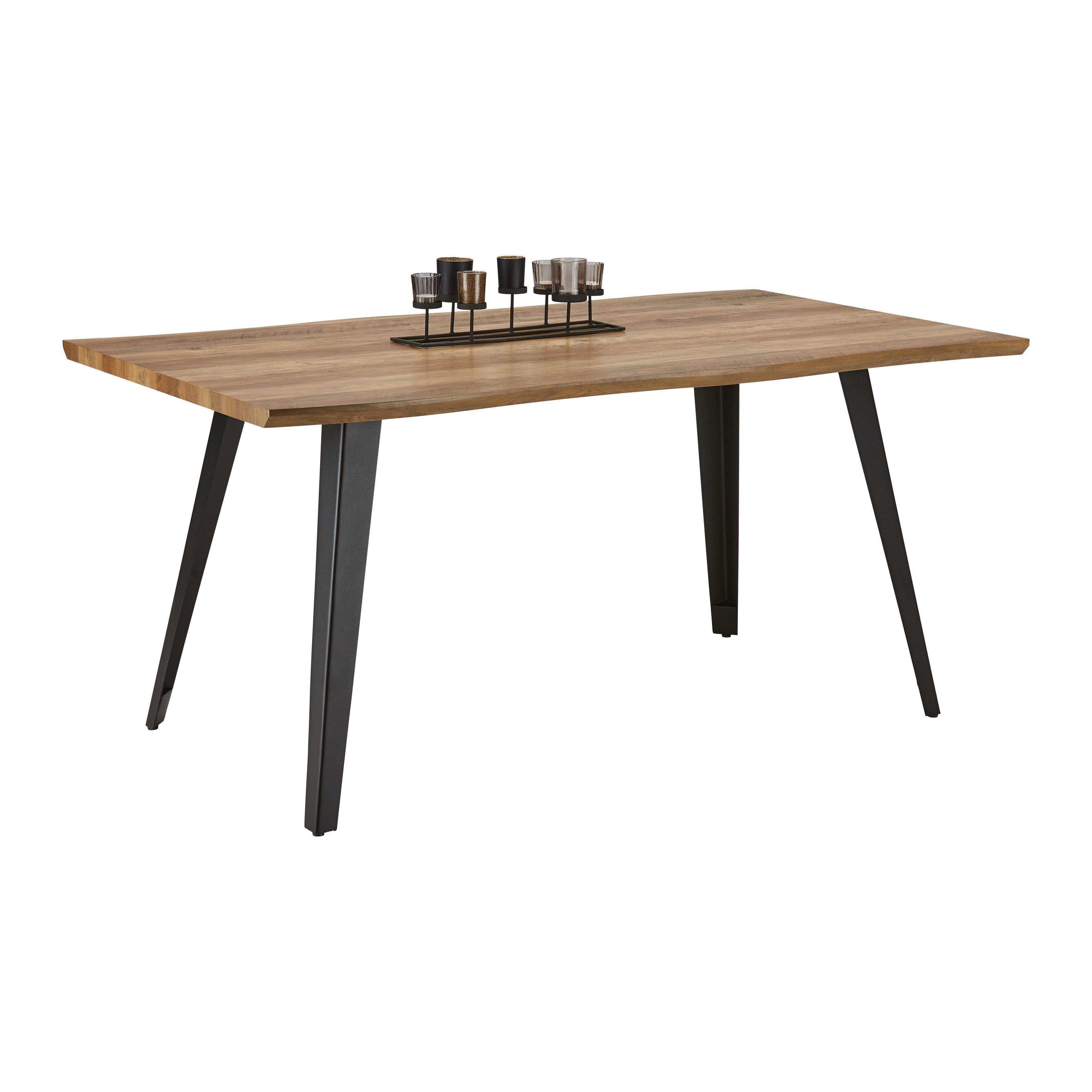 Jedálenský stôl DIEGO 160x90 cm - čierna/farba duba, Modern, kov/kompozitné drevo (160/90/76cm) - Bessagi Home