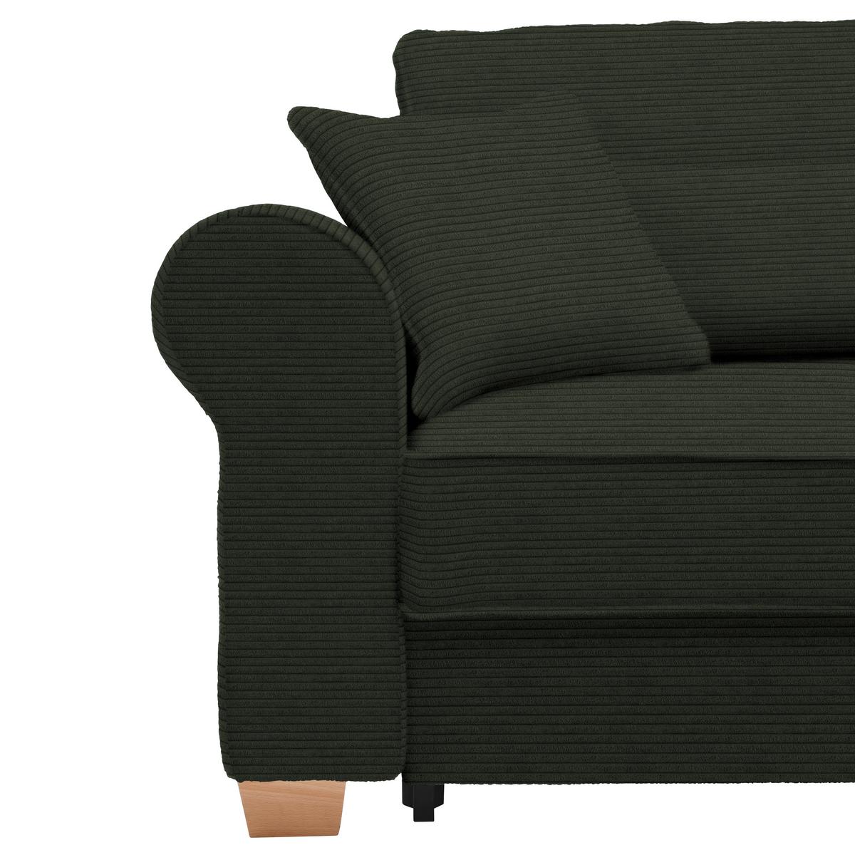 Sedací souprava ANGELO, oboustr.,tmavě zelený manšestr - tmavě zelená, Moderní, dřevo/kompozitní dřevo (255/92/185cm) - Mömax
