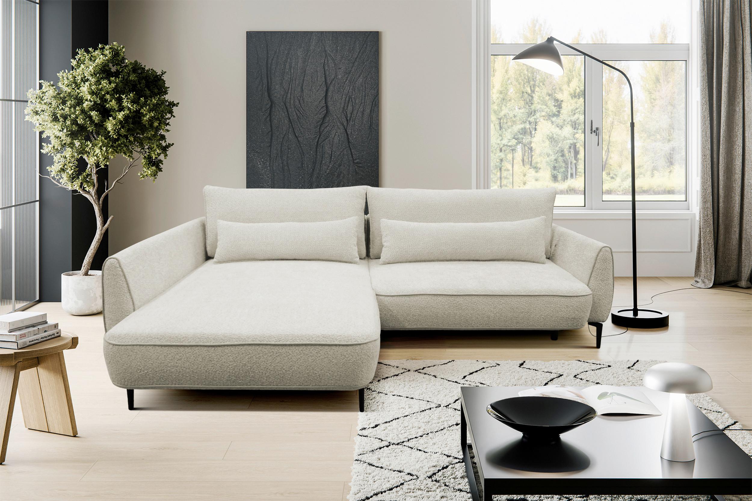 Ecksofa Abriamo Creme 204x273 cm - Creme/Schwarz, Design, Textil (204/273cm) - MID.YOU