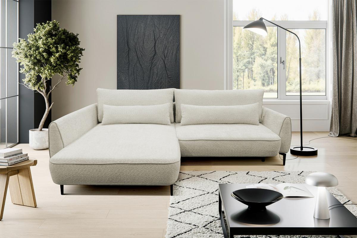 Ecksofa Abriamo Creme 204x273 cm - Creme/Schwarz, Design, Textil (204/273cm) - MID.YOU