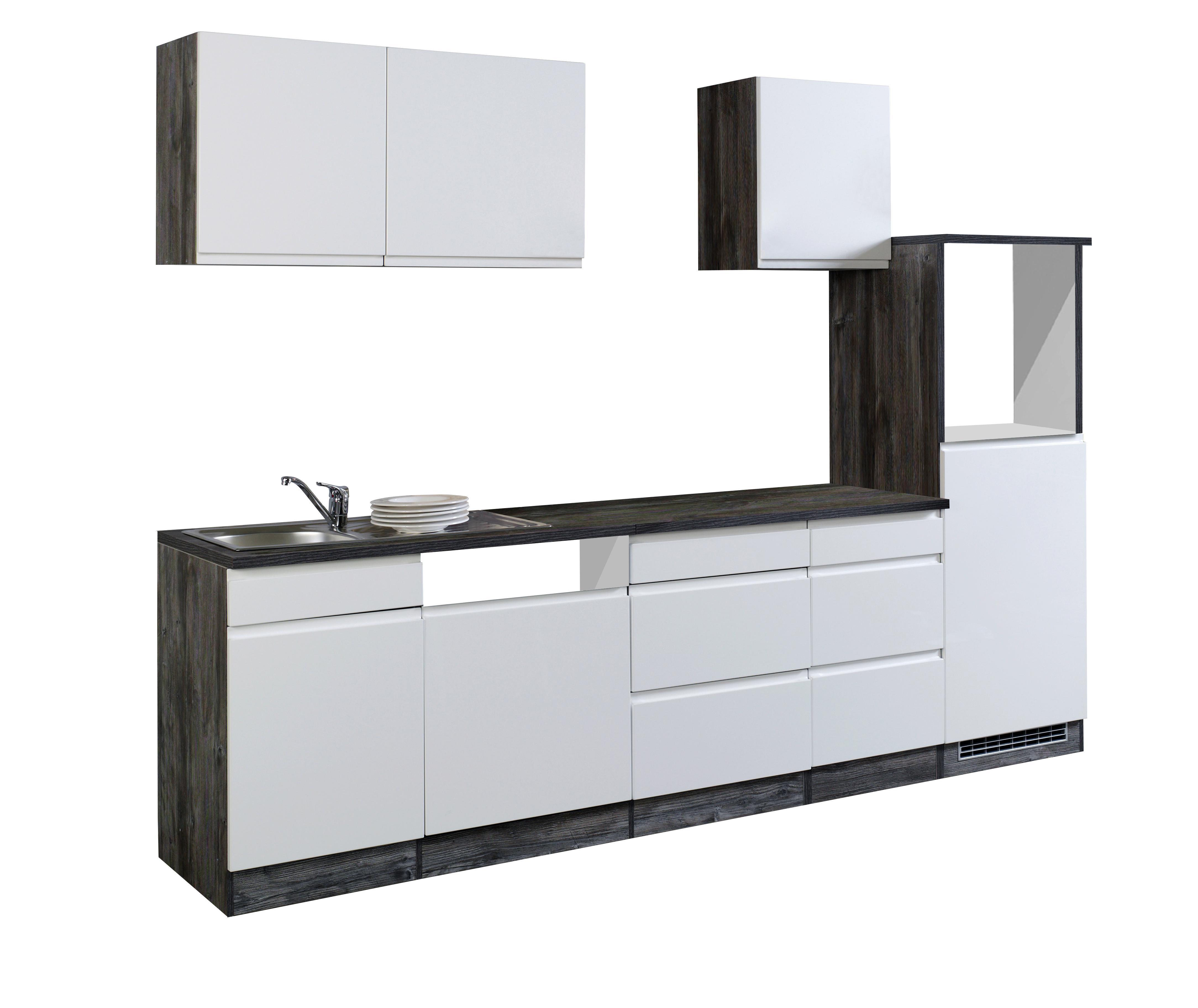 Küchenleerblock Cardiff B: 280cm Weiß/vintage - Eichefarben/Weiß, Basics, Holzwerkstoff (280/200/60cm)