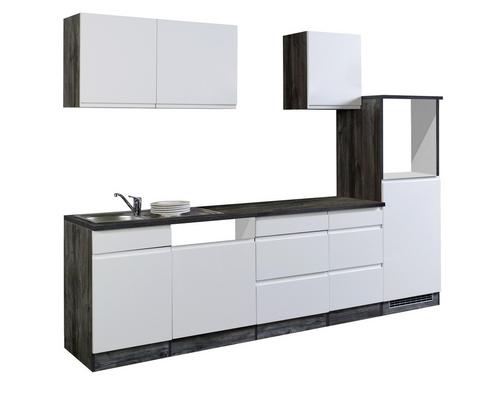 Grifflos und in kontrastreicher Farbgebung Weiße Küche ohne Griffe mit eichefarbenem Korpus