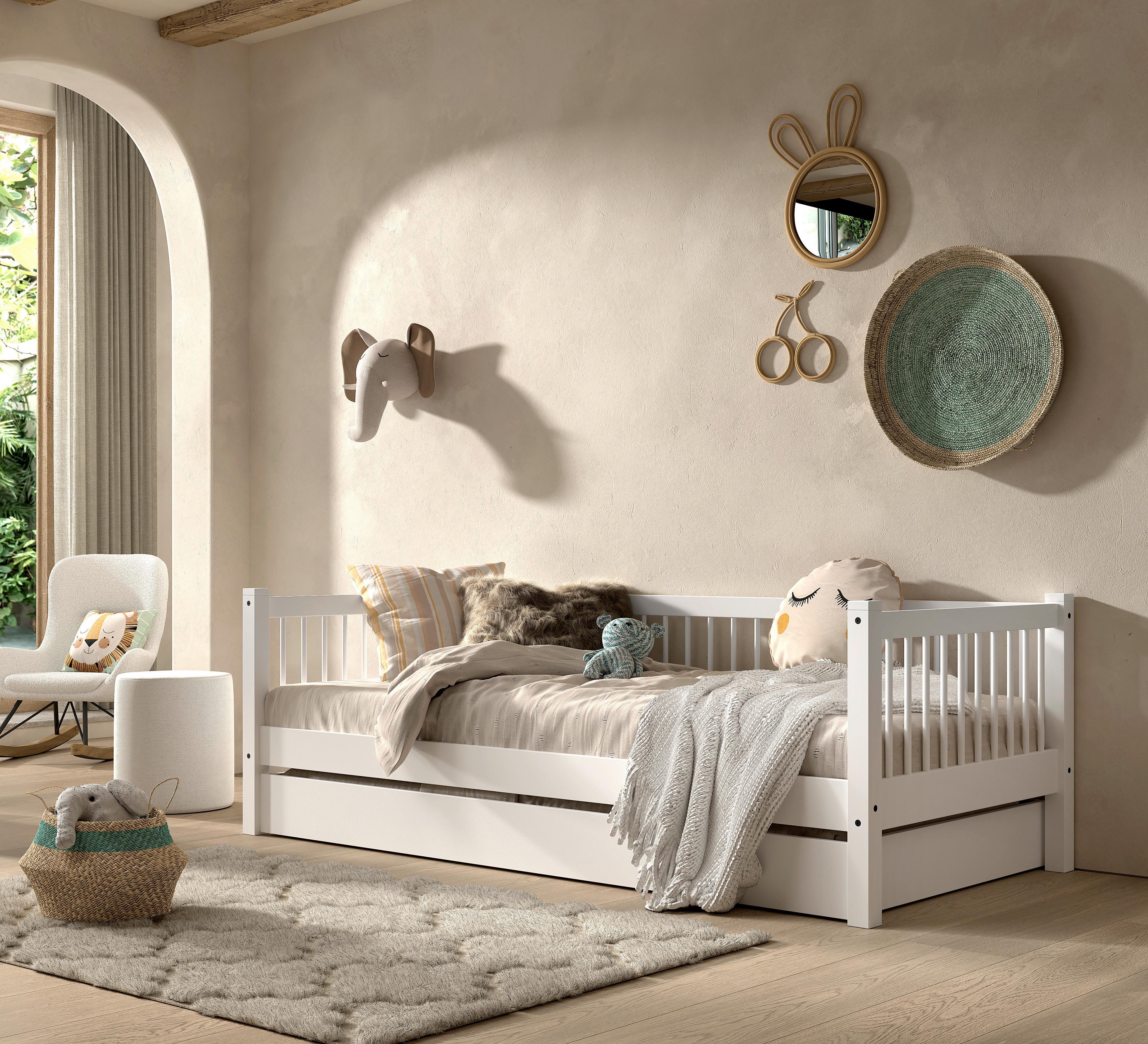 Bett Forrest - Weiß/Naturfarben, MODERN, Holz (90/200cm) - MID.YOU