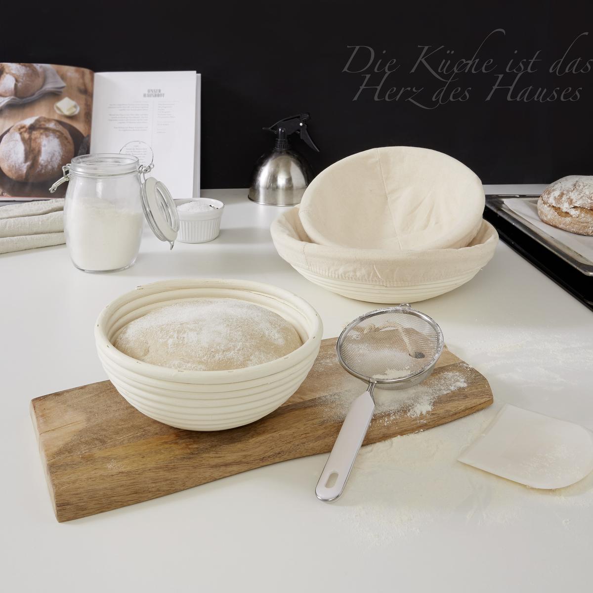 Gärkorb Krisitna 800 ml Rattan mit Leinenbezug - Beige/Naturfarben, ROMANTIK / LANDHAUS, Holz/Textil (20/8cm) - James Wood