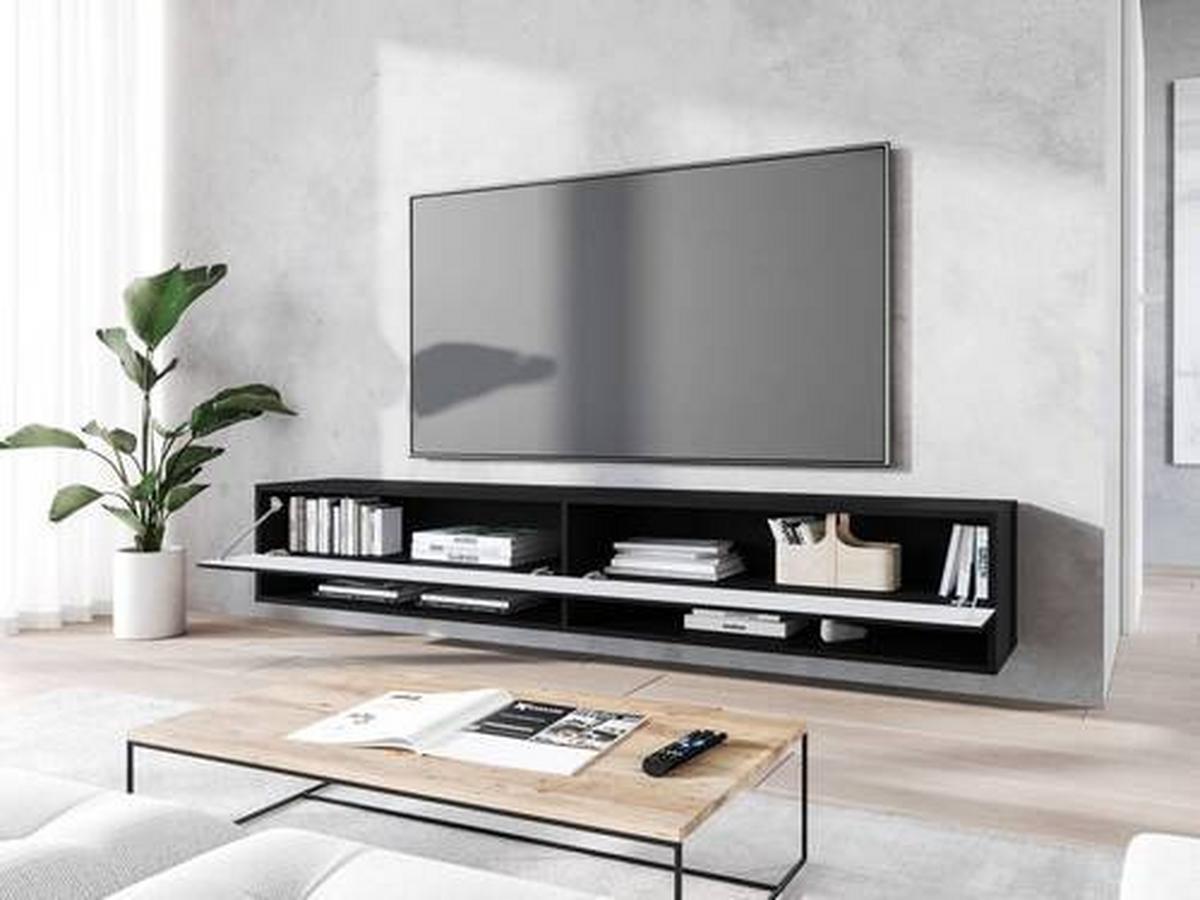 Nízká komoda s LED osvětlením - šedá/černá, Basics, kompozitní dřevo/plast (180/30/31cm) - P & B