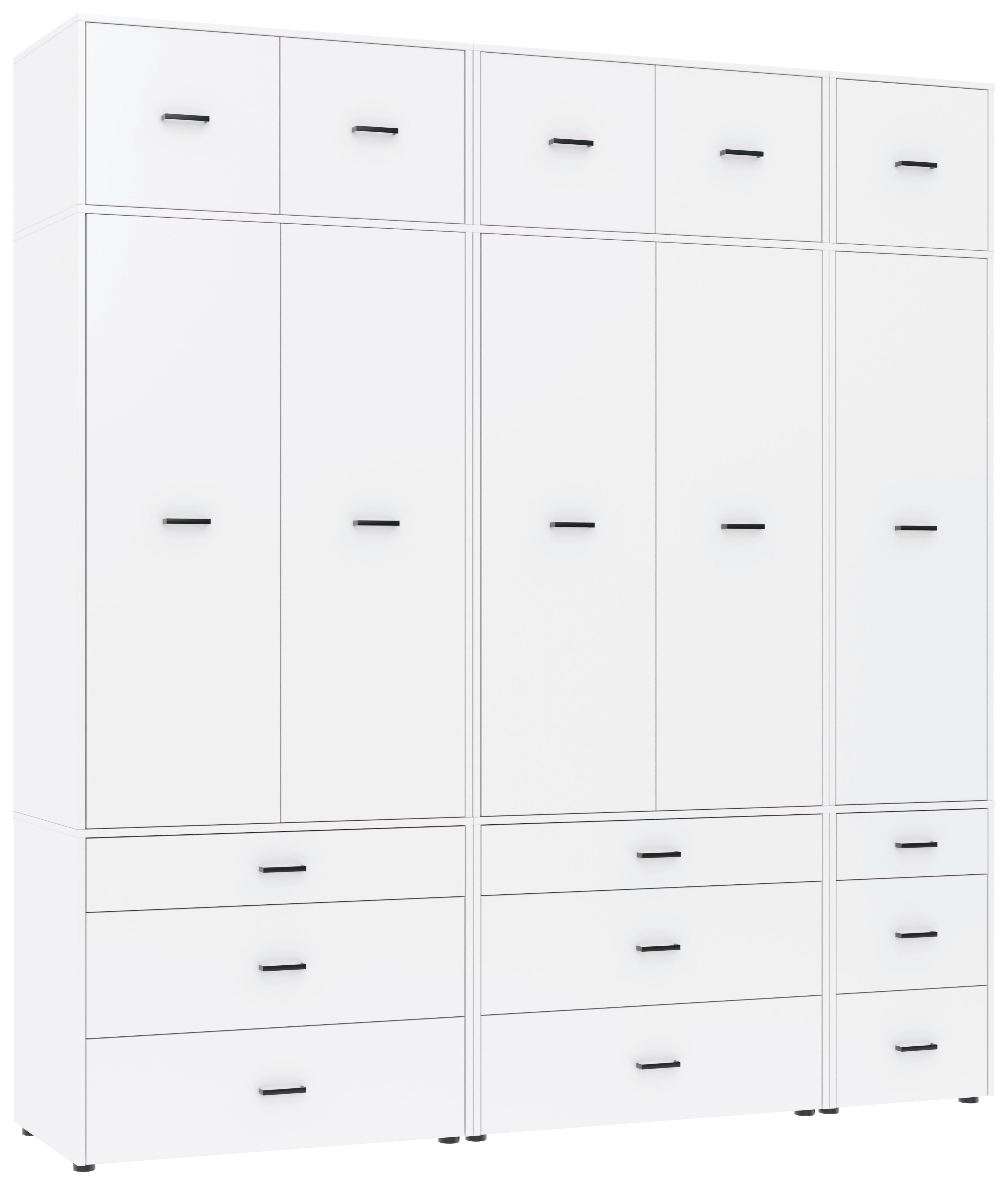 Kleiderschrank Kivo Weiß, B: 225 cm - Weiß, Basics, Holzwerkstoff (225/239,40/52,1cm)