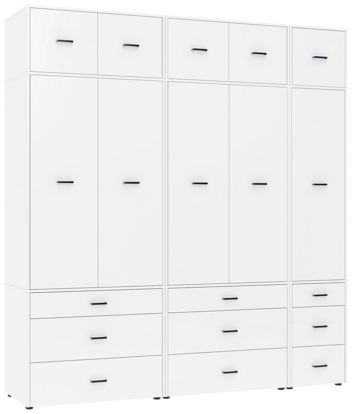 Kleiderschrank Kivo Weiß, B: 225 cm - Weiß, Basics, Holzwerkstoff (225/239,40/52,1cm)