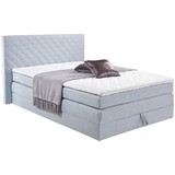 Boxspringbett Teilmassiv 140x200cm Allegra, Blau/ Birke - Schwarz/Weiß, KONVENTIONELL, Holz/Holzwerkstoff (140/200cm)