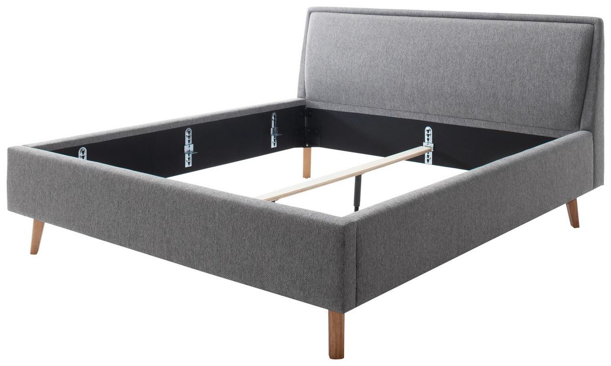 Polsterbett 180x200 cm Frieda Grau - Eichefarben/Grau, MODERN, Textil (180/200cm) - Livetastic