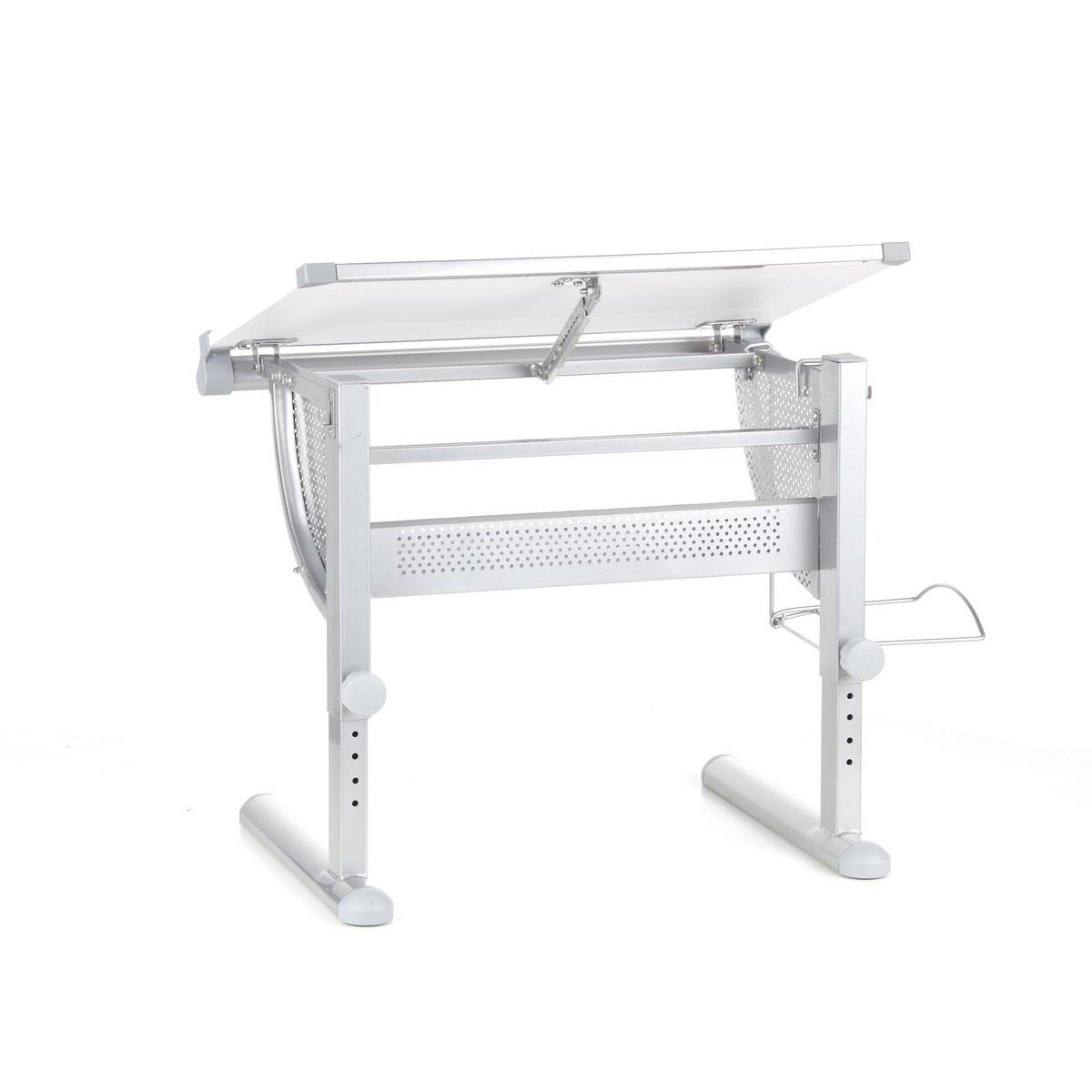 Jugendschreibtisch Belia Weiß - Silberfarben/Weiß, Basics, Holzwerkstoff/Kunststoff (50/80/56-80cm) - MID.YOU