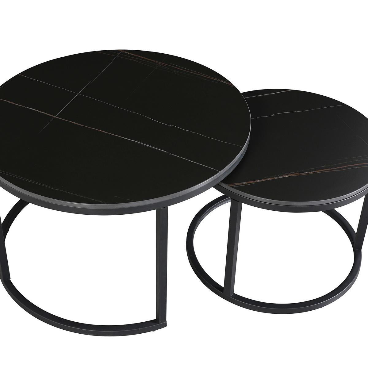 Couchtisch Leyton - Schwarz, KONVENTIONELL, Stein/Metall (68/68/43cm) - MID.YOU