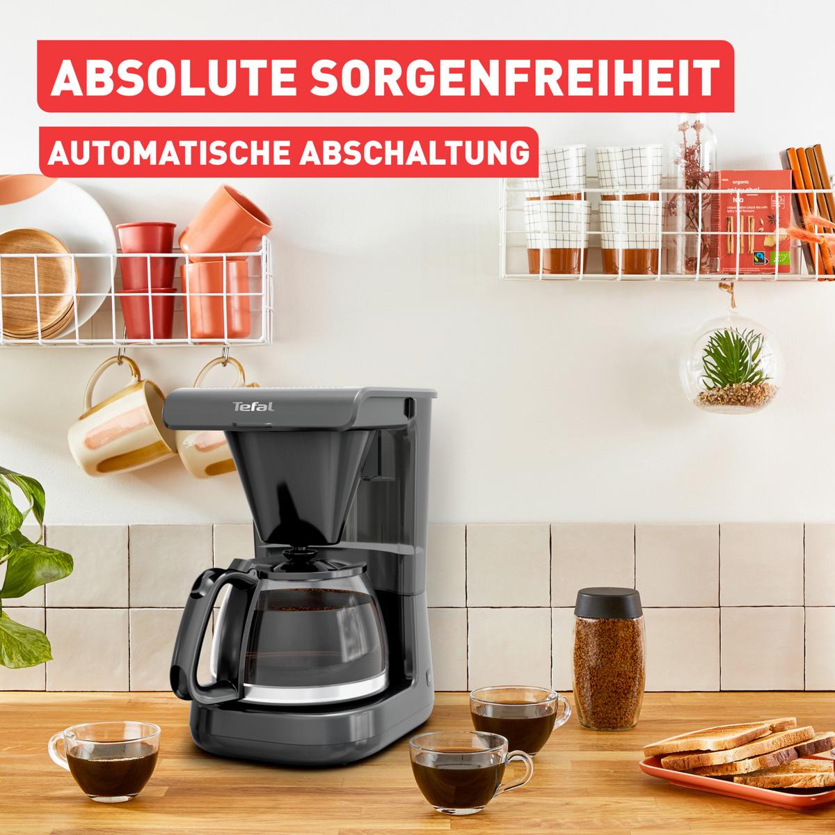Filterkaffeemaschine Schwarz, 1000w, 12 Tassen - Transparent/Schwarz, Basics, Glas/Kunststoff (1,1l) - Tefal