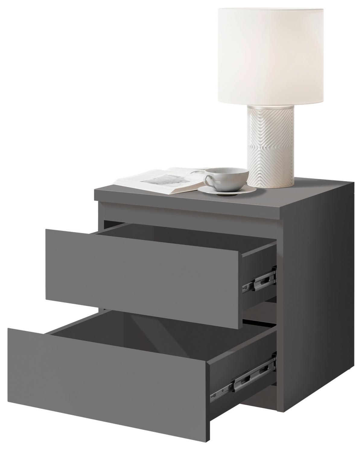 Nočný stolík OLLI grafit - čierna/grafitová, Basics, kompozitné drevo/plast (45/43,6/38cm) - MID.YOU