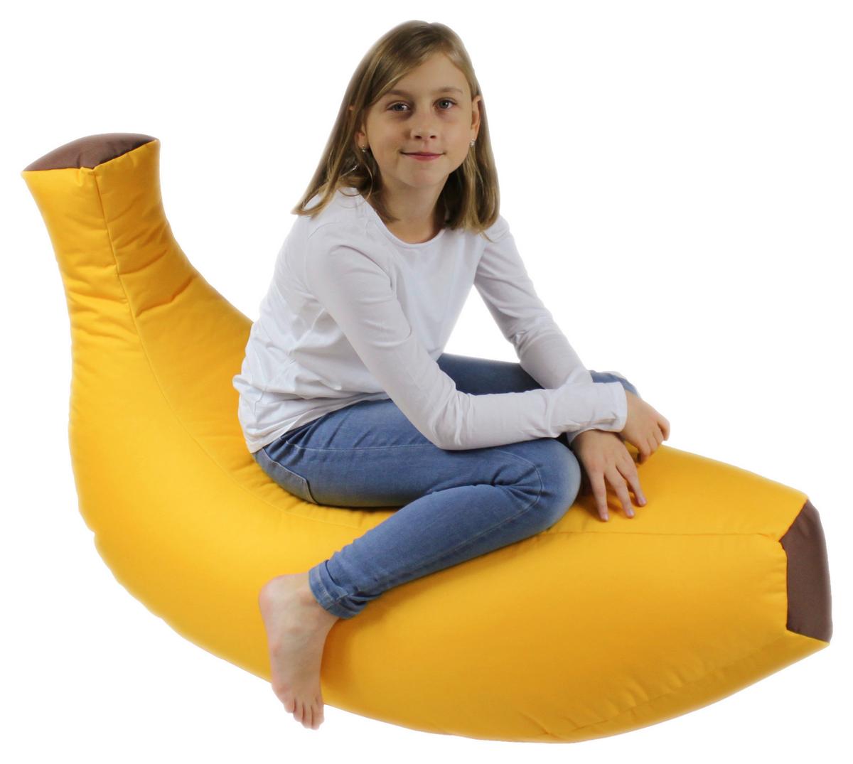 Sedací vak Banane - hnědá/žlutá, Basics, textil (60/130/66cm) - Ondega