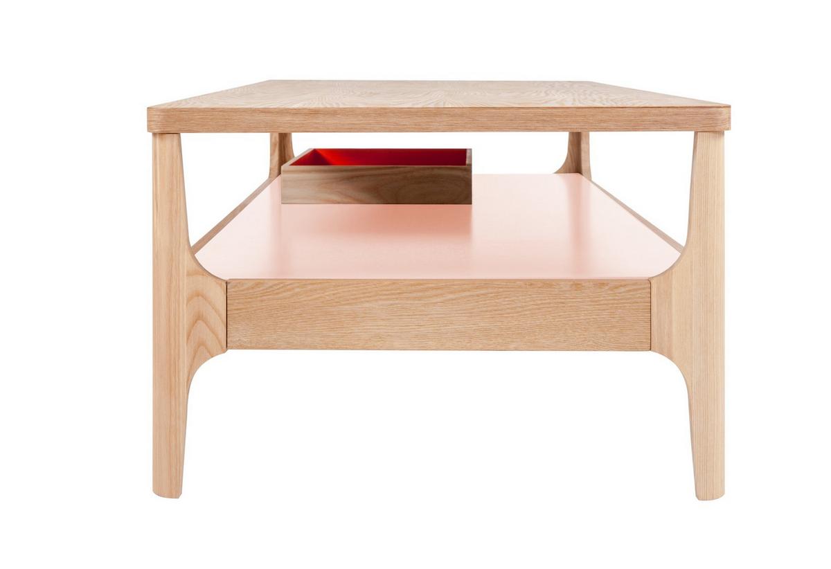 Príručný stolík AVERY - farba jaseňa/svetloružová, Design, drevo (120 cm/40 cm/60 cmcm) - Kayoom