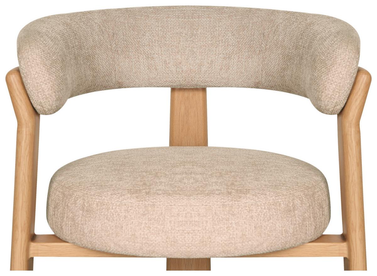 Armlehnstuhl Granada Beige B: 62 cm - Eichefarben/Beige, MODERN, Textil/Metall (62/74/56,5cm) - Livetastic