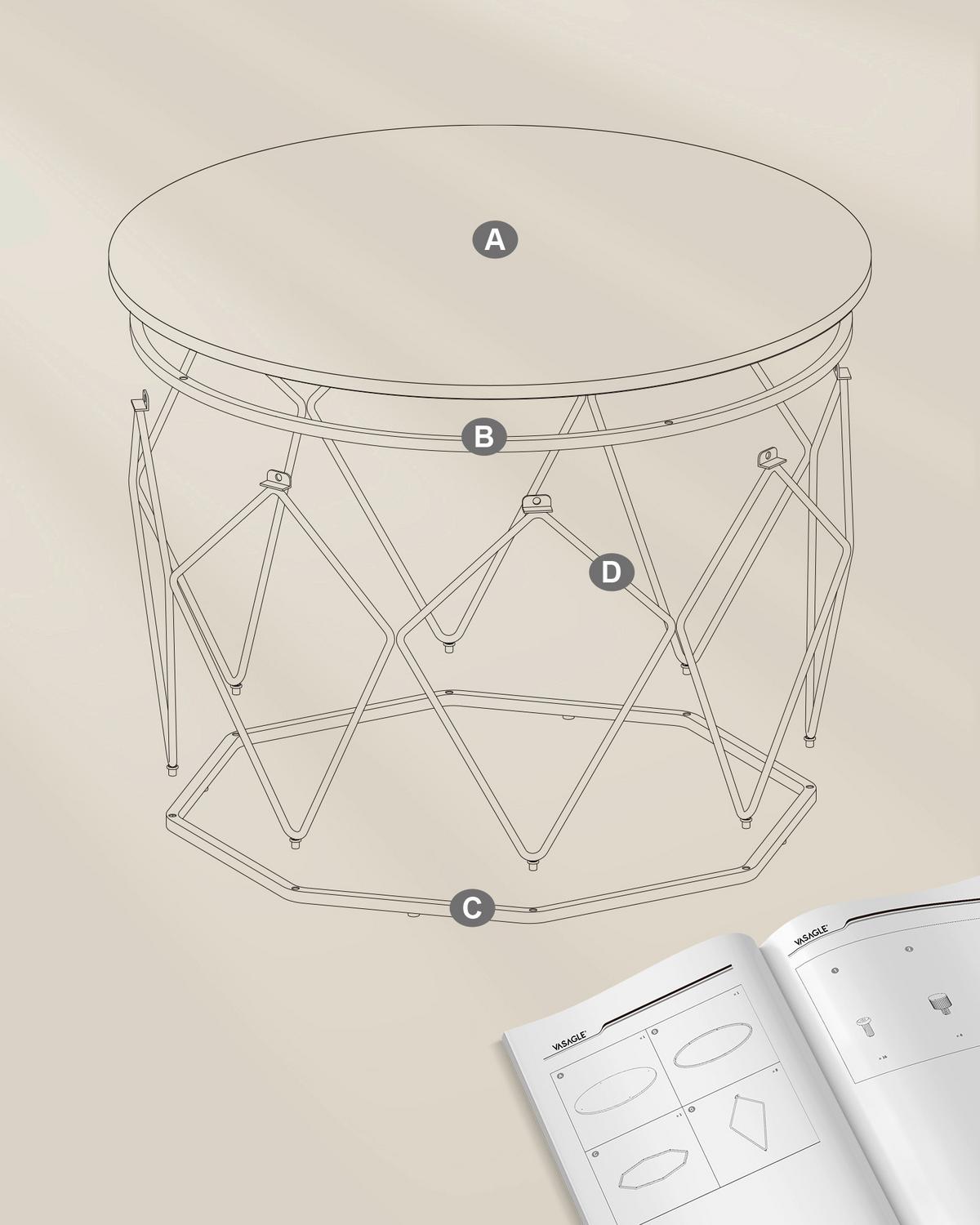 Couchtisch Coffee Table - Schwarz/Braun, MODERN, Holzwerkstoff/Metall (80/80/45cm) - MID.YOU