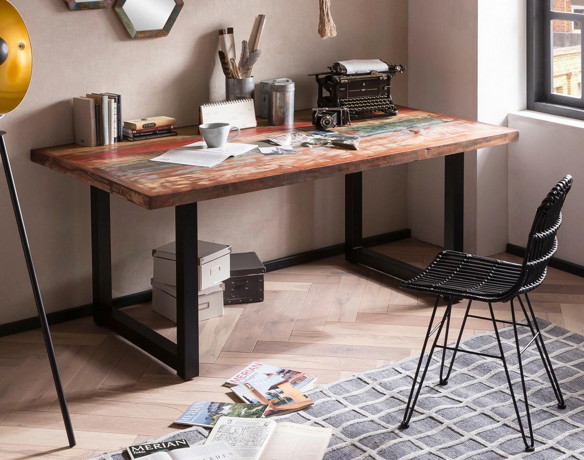 ESSTISCH Multicolor/Schwarz L: 160cm - Multicolor/Schwarz, MODERN, Holz/Metall (160/85/76,5cm) - MID.YOU