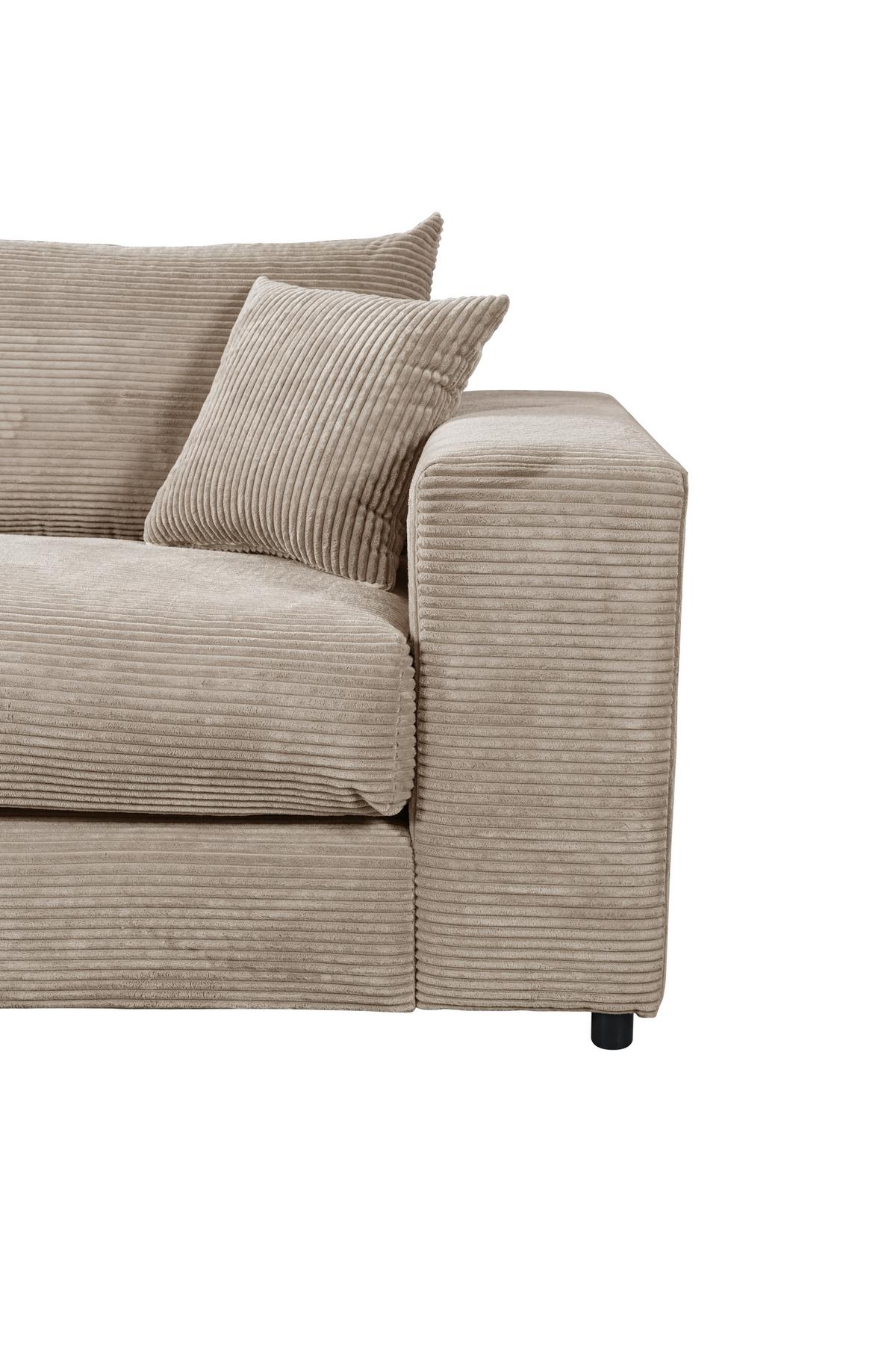 Ecksofa Funny S Links mit Hocker, Hellbraun, B: 265 cm - Hellbraun/Schwarz, Basics, Textil (180/265cm) - Livetastic