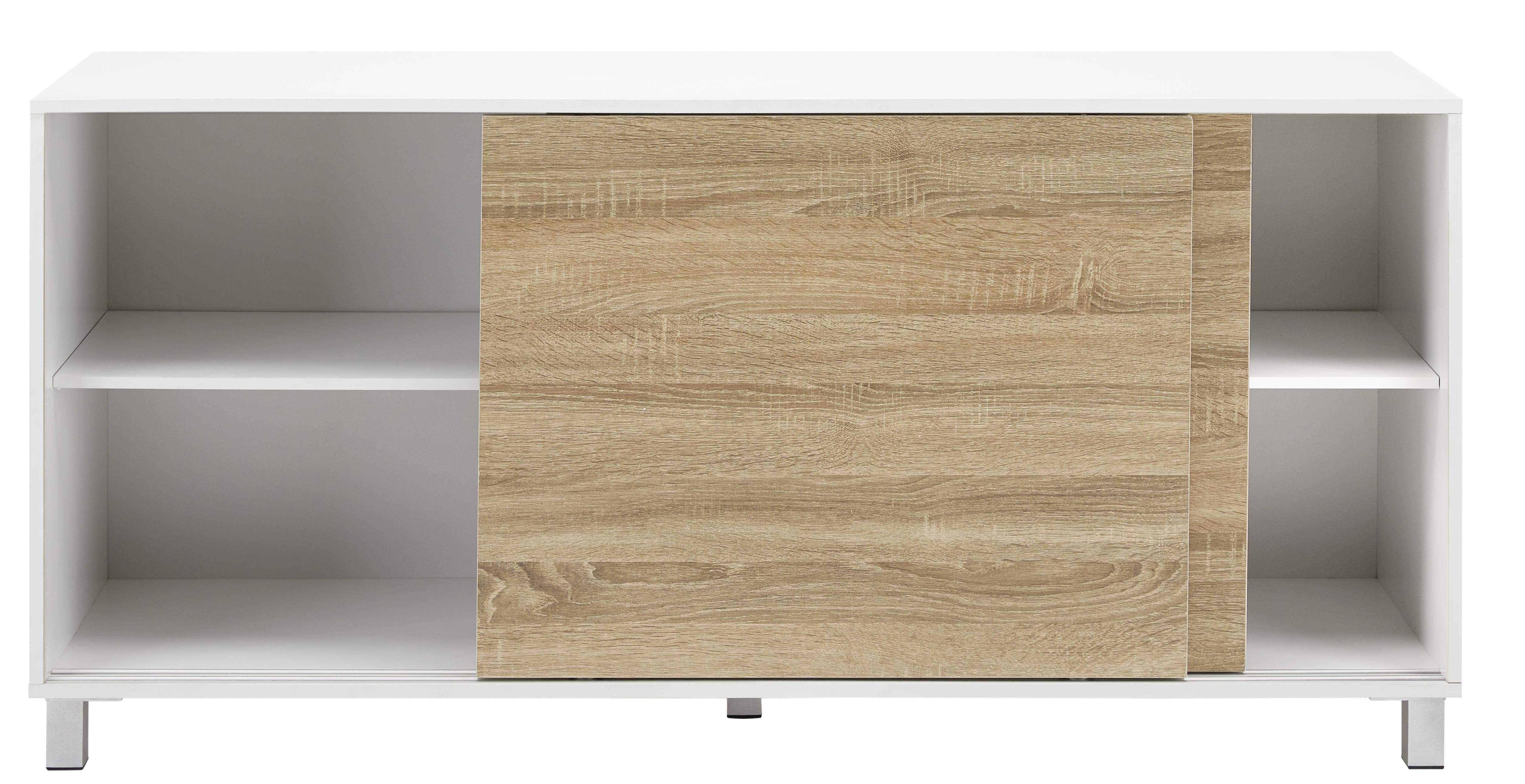 Komoda Tanja - bílá/barvy dubu, Moderní, dřevo/plast (146/70/40cm) - Modern Living