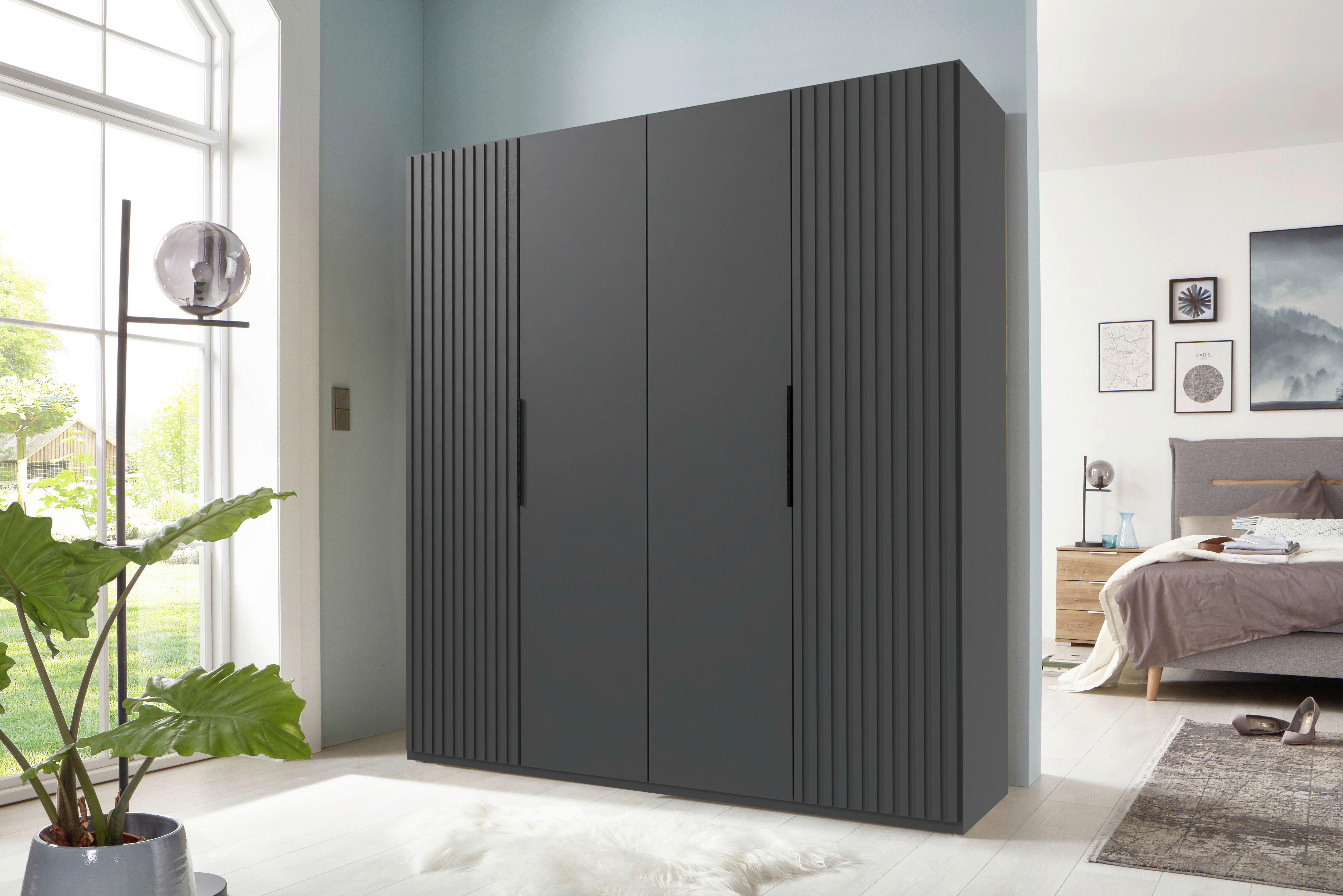 Drehtürenschrank Andorra Graphitfarben B: 200 Cm - Graphitfarben, MODERN, Holzwerkstoff (200/216/58cm) - MID.YOU