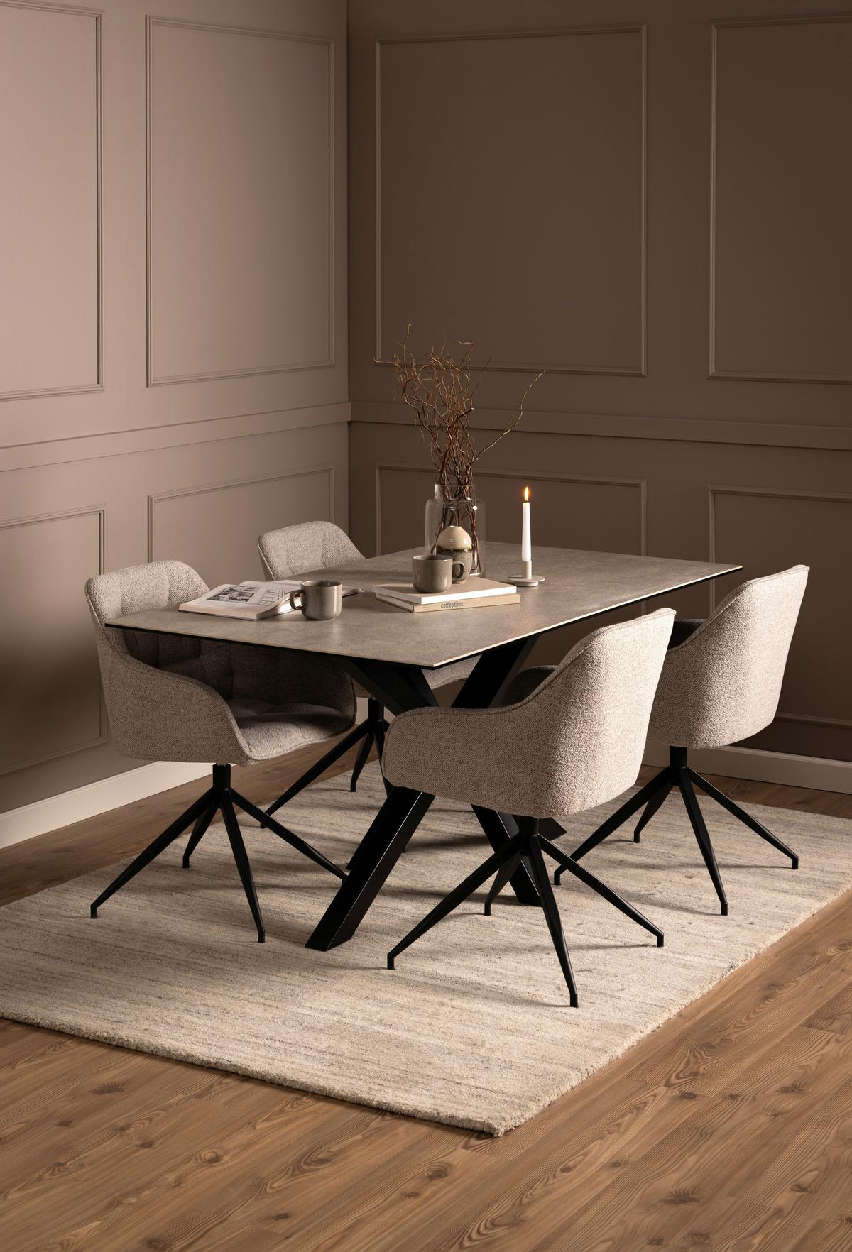 Esstisch Heaven 160x90x75,5cm Schwarz/grau - Schwarz/Grau, Trend, Keramik/Metall (160/90/75,5cm) - MID.YOU