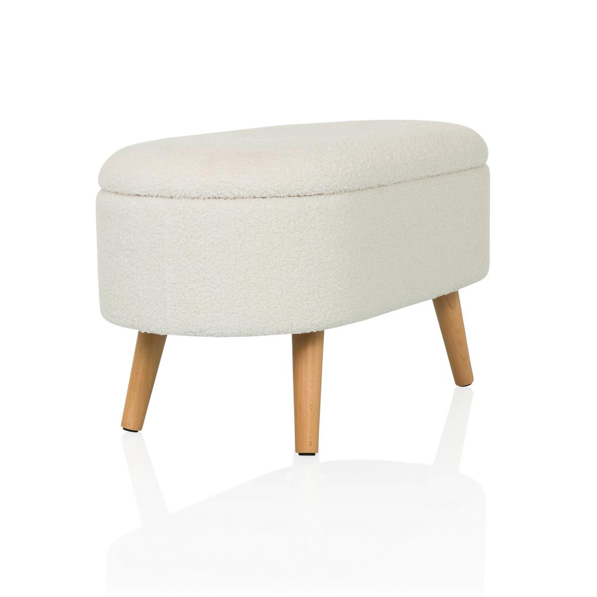 Hocker Storiano Weiß B: 82 Cm - Eichefarben/Weiß, MODERN, Textil (82/43/47cm) - MID.YOU