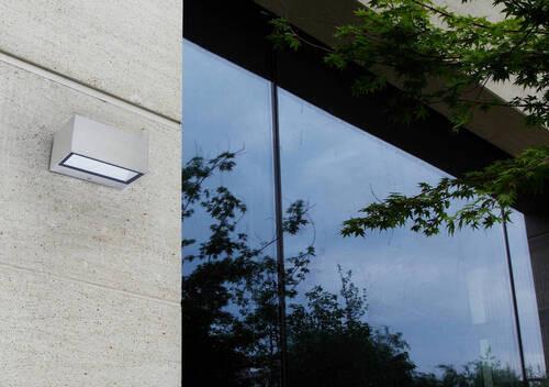 Außenleuchte Gemini 10,5 W Aluminiumguss Wandmontage - Edelstahlfarben, Basics, Metall (6,5/14/8,9cm)