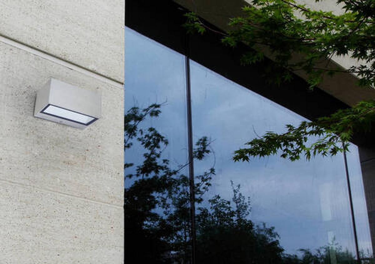 Außenleuchte Gemini 10,5 W Aluminiumguss Wandmontage - Edelstahlfarben, Basics, Metall (6,5/14/8,9cm)