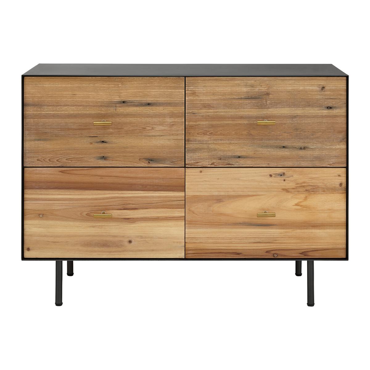 Komoda GIORGIA - čierna/zlatá, Modern, kov/drevo (90/66/40cm) - Bessagi Home