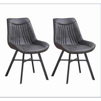 STUHL-SET Samuel Anthrazit, B: 53 cm - Anthrazit/Schwarz, MODERN, Textil/Metall (53/87/63,5cm) - MID.YOU