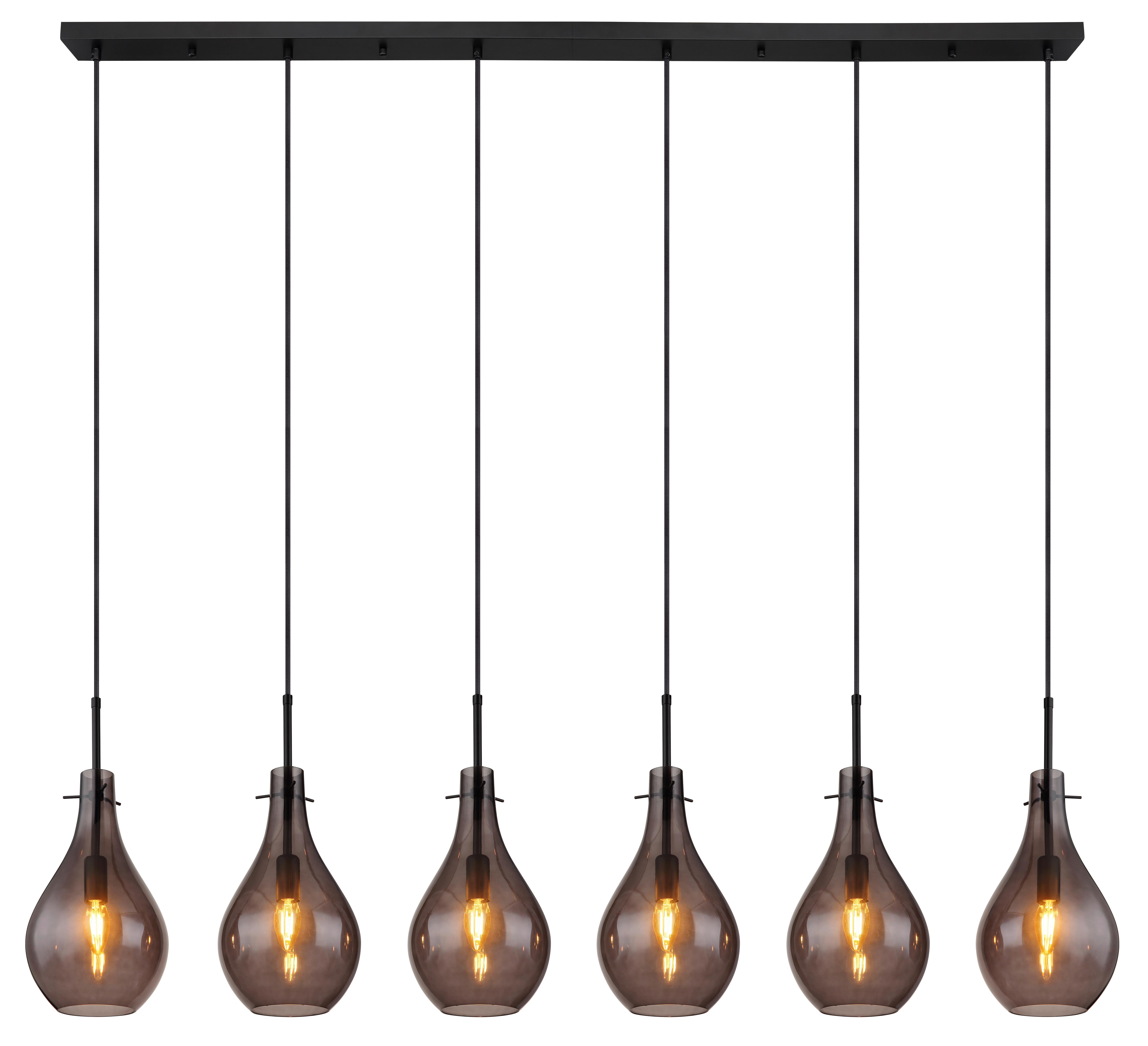 Hängeleuchte Exkl. 6xe14, 40w - Schwarz, Design, Glas/Metall (140/18/120cm) - Globo