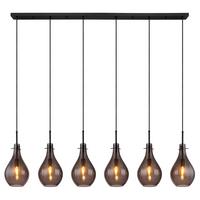 Hängeleuchte Exkl. 6xe14, 40w - Schwarz, Design, Glas/Metall (140/18/120cm) - Globo