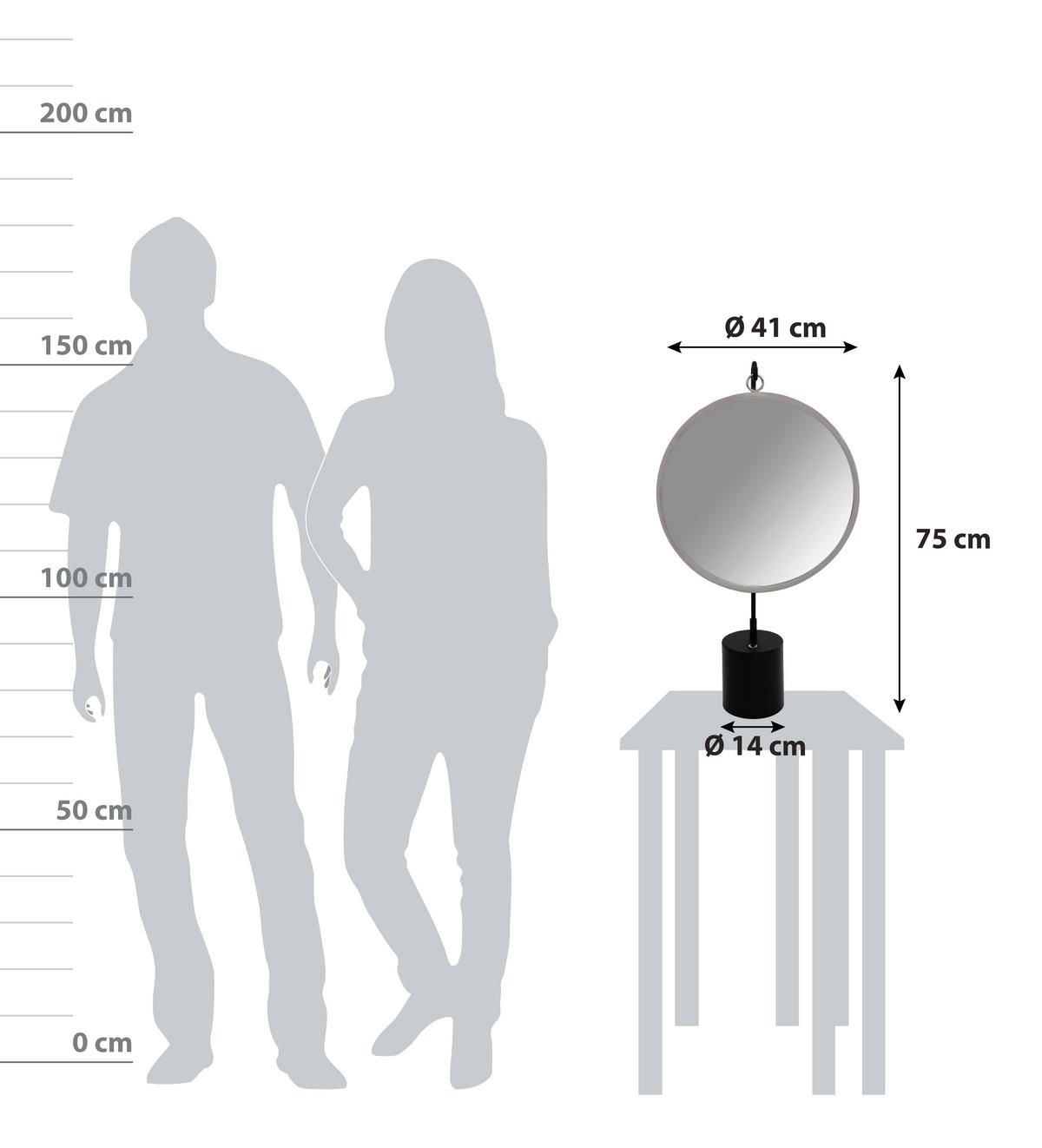Tischspiegel Eleganca H: 75 Cm Schwarz/silberfarben - Silberfarben/Schwarz, LIFESTYLE, Glas/Metall (41/75/14cm) - Kayoom