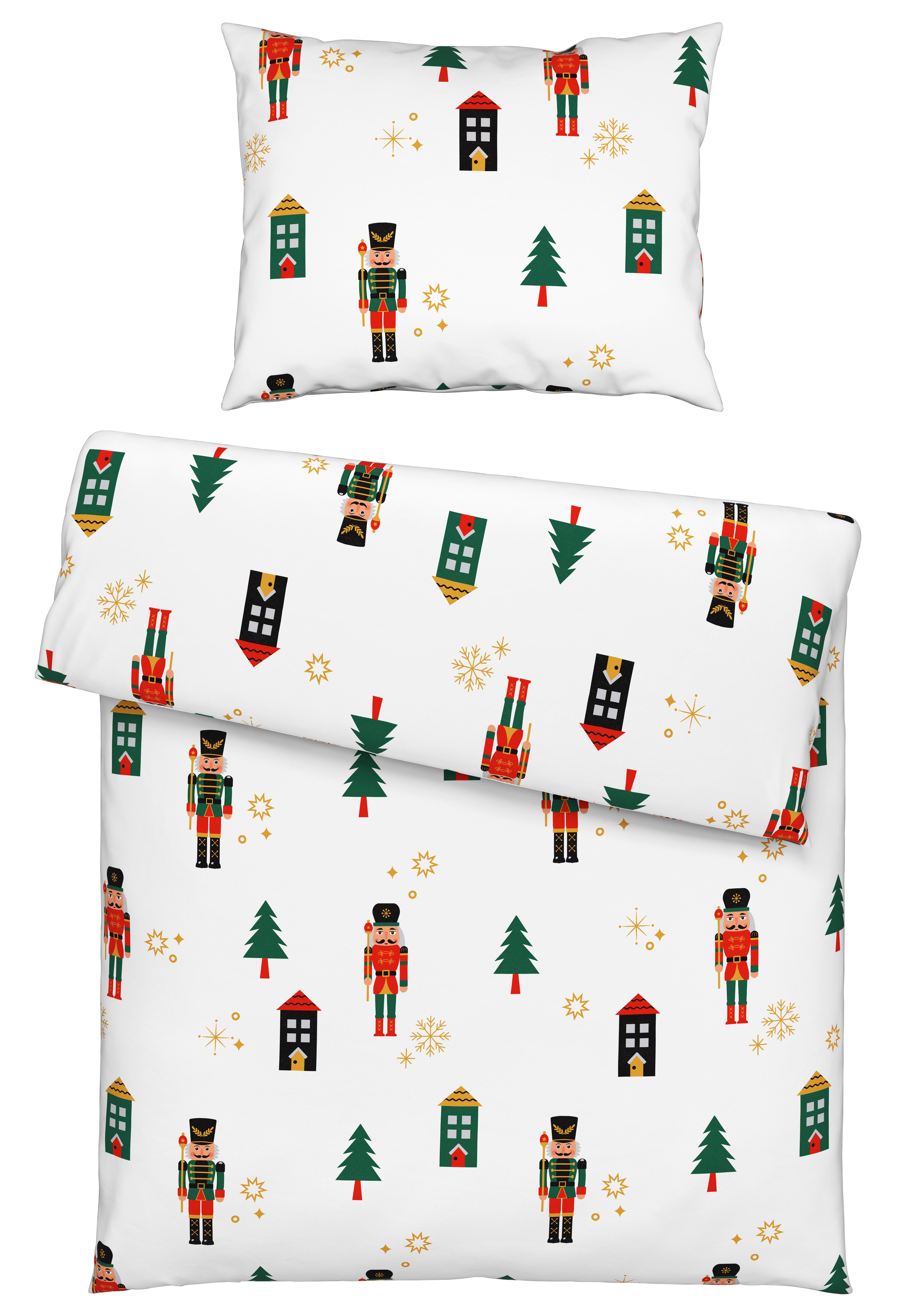 POSTEĽNÁ BIELIZEŇ NUSSKNACKER - biela/červená, textil (140/200cm) - Mömax