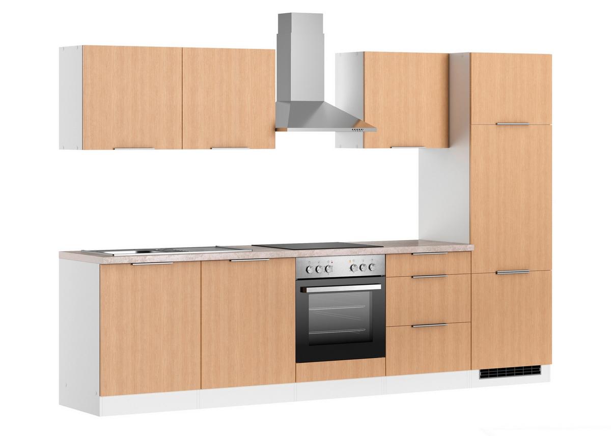 Küchenblock Glasgow Weiß/eichefarben B: 300 Cm - Eichefarben/Beige, LIFESTYLE, Holzwerkstoff (300cm) - Held