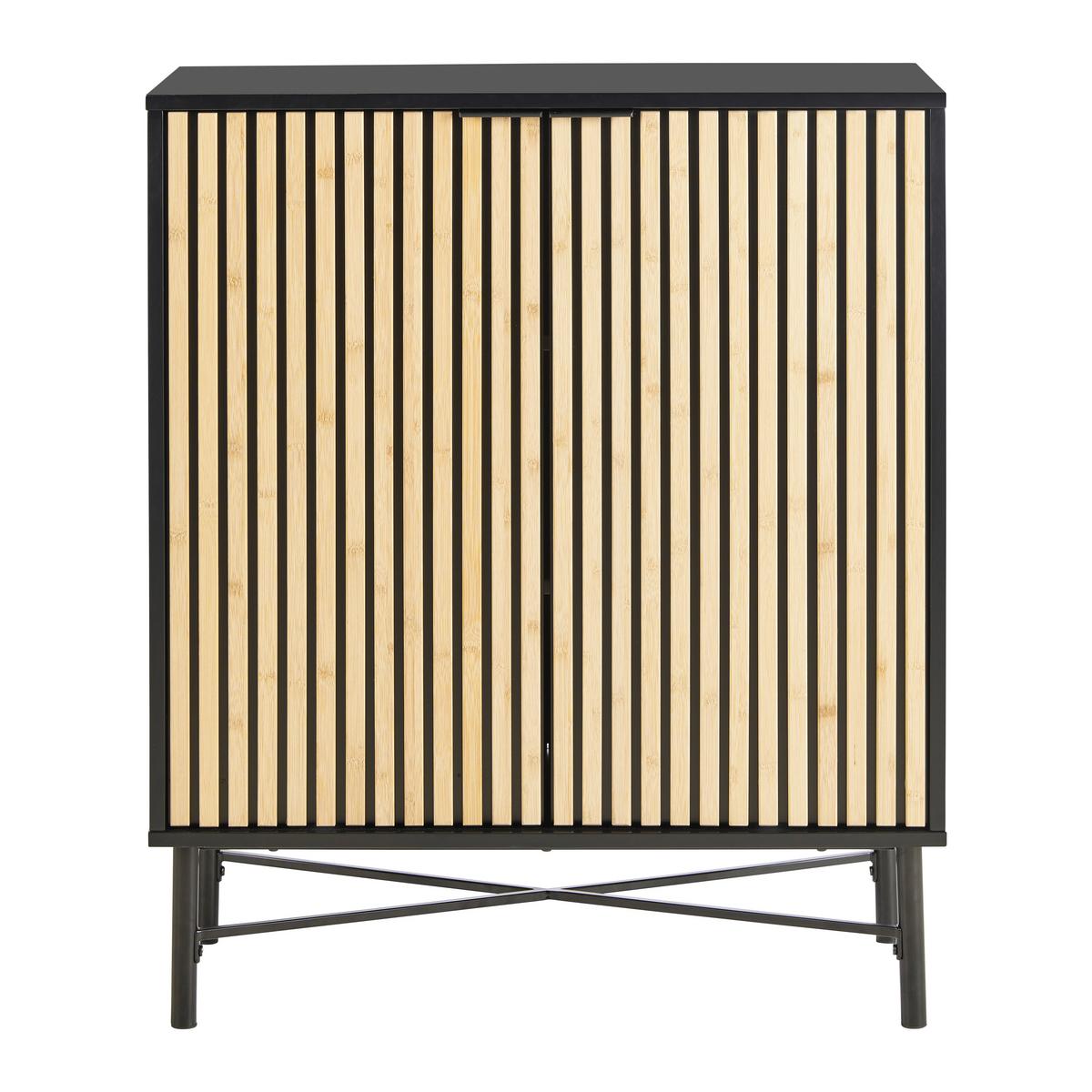 KOMODA MADRID -EXKLUSIV- - čierna/prírodná farba, Modern, kov/drevo (76/90/35cm) - Mömax