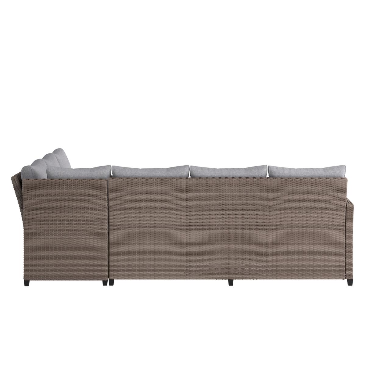 Loungegarnitur 5-Tlg. Porto aus Kunststoff mit Kissen - Grau, MODERN, Kunststoff/Textil (232/175cm) - Beldano