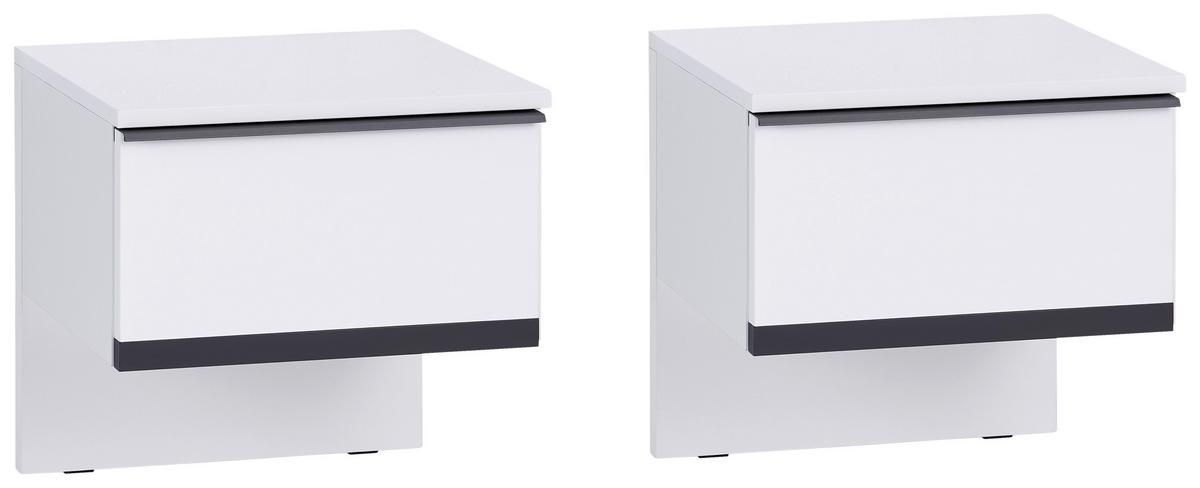 Nachtkästchen 2er-set Weiß/ Grau H: 46 Cm Lucca - Weiß, MODERN, Holzwerkstoff (46,1/46/35,7cm)